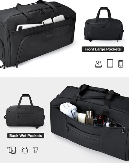 Garment Duffle Bag for Travel, 3-in-1 Convertible Carry On Suit Bag with Shoe Compartment, Lightweight Overnight Business Travel Bag for Men Women