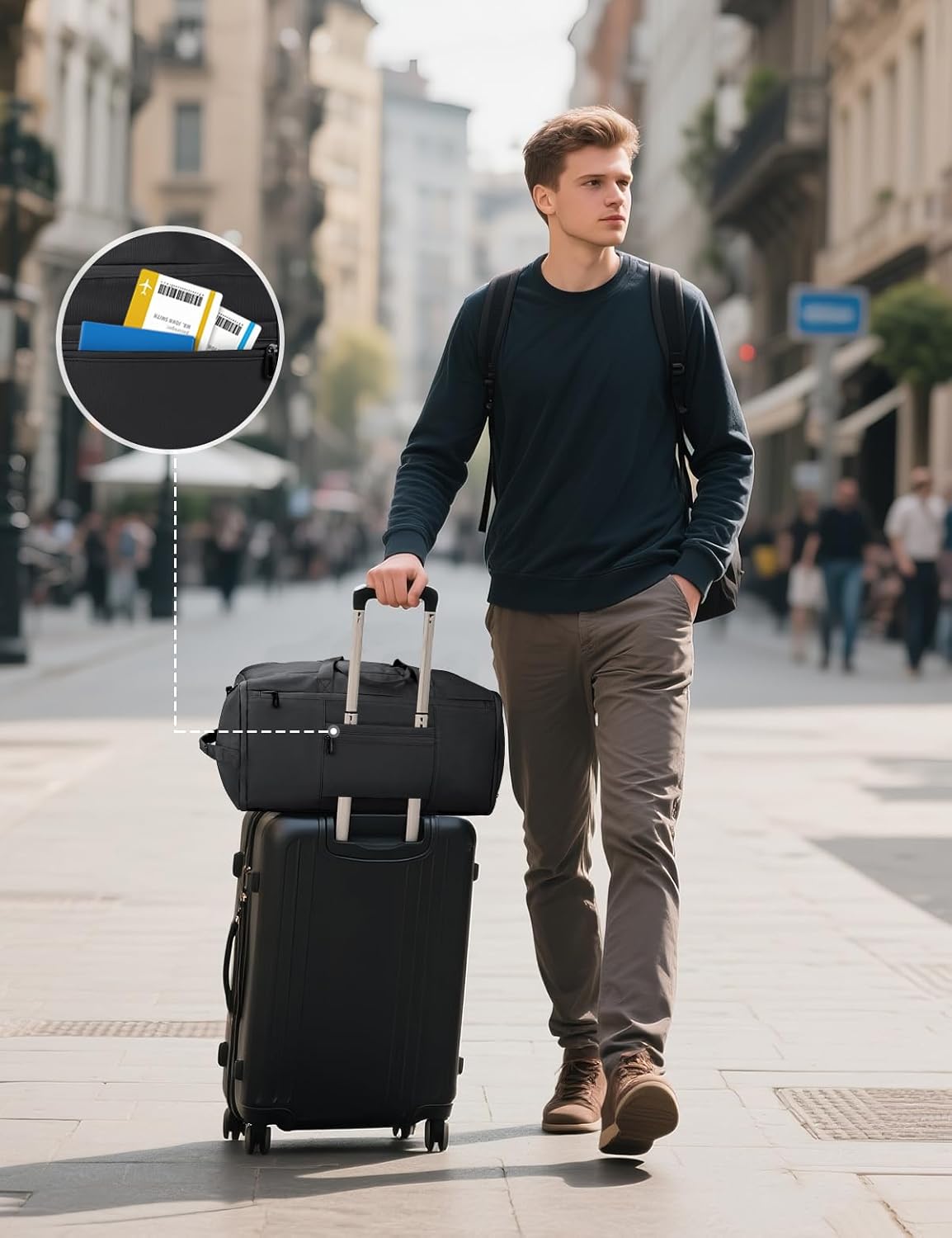 Garment Duffle Bag for Travel, 3-in-1 Convertible Carry On Suit Bag with Shoe Compartment, Lightweight Overnight Business Travel Bag for Men Women