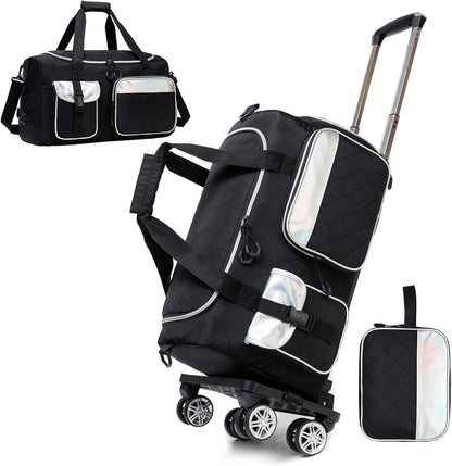 Duffle Bag for Travel Bag with Wheels for Women Weekender Bag with Shoes Compartment Gym Bag for Girls Carry On Overnight Bag for Women with Toiletry Bag
