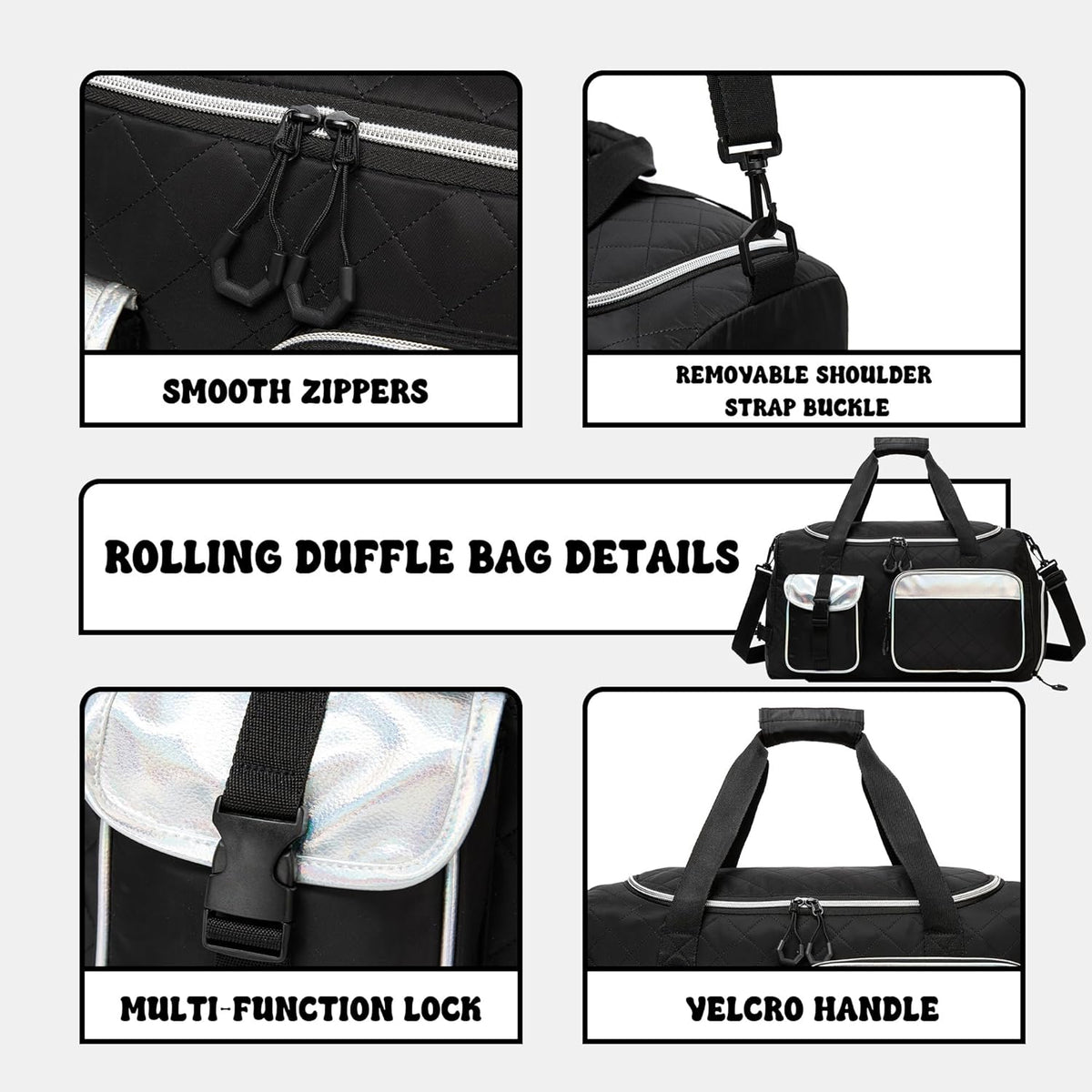 Duffle Bag for Travel Bag with Wheels for Women Weekender Bag with Shoes Compartment Gym Bag for Girls Carry On Overnight Bag for Women with Toiletry Bag