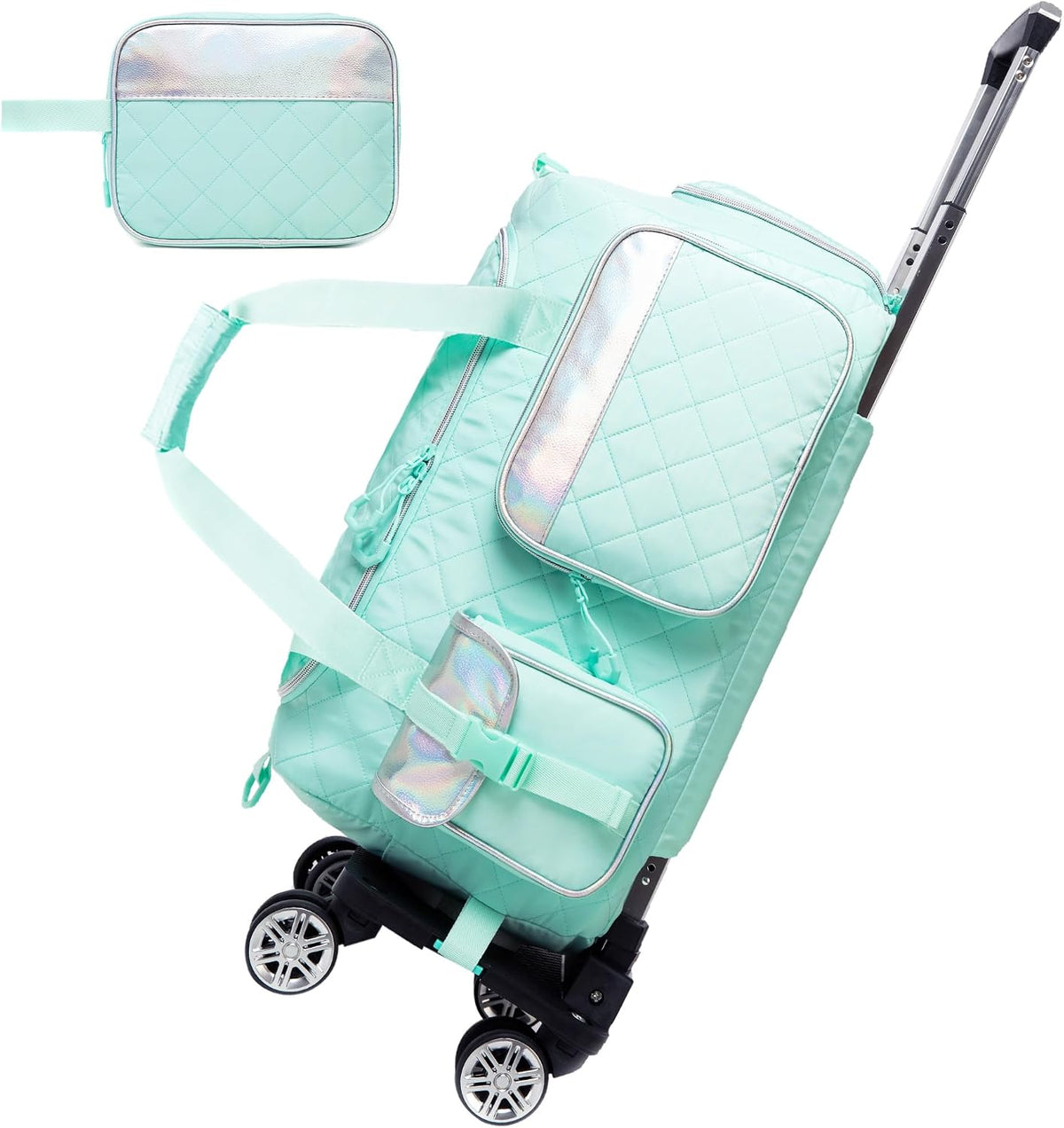 Duffle Bag for Travel Bag with Wheels for Women Weekender Bag with Shoes Compartment Gym Bag for Girls Carry On Overnight Bag for Women with Toiletry Bag