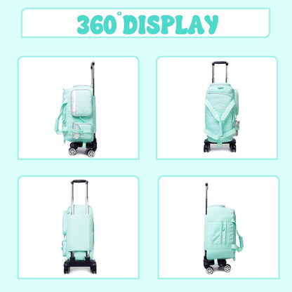 Duffle Bag for Travel Bag with Wheels for Women Weekender Bag with Shoes Compartment Gym Bag for Girls Carry On Overnight Bag for Women with Toiletry Bag