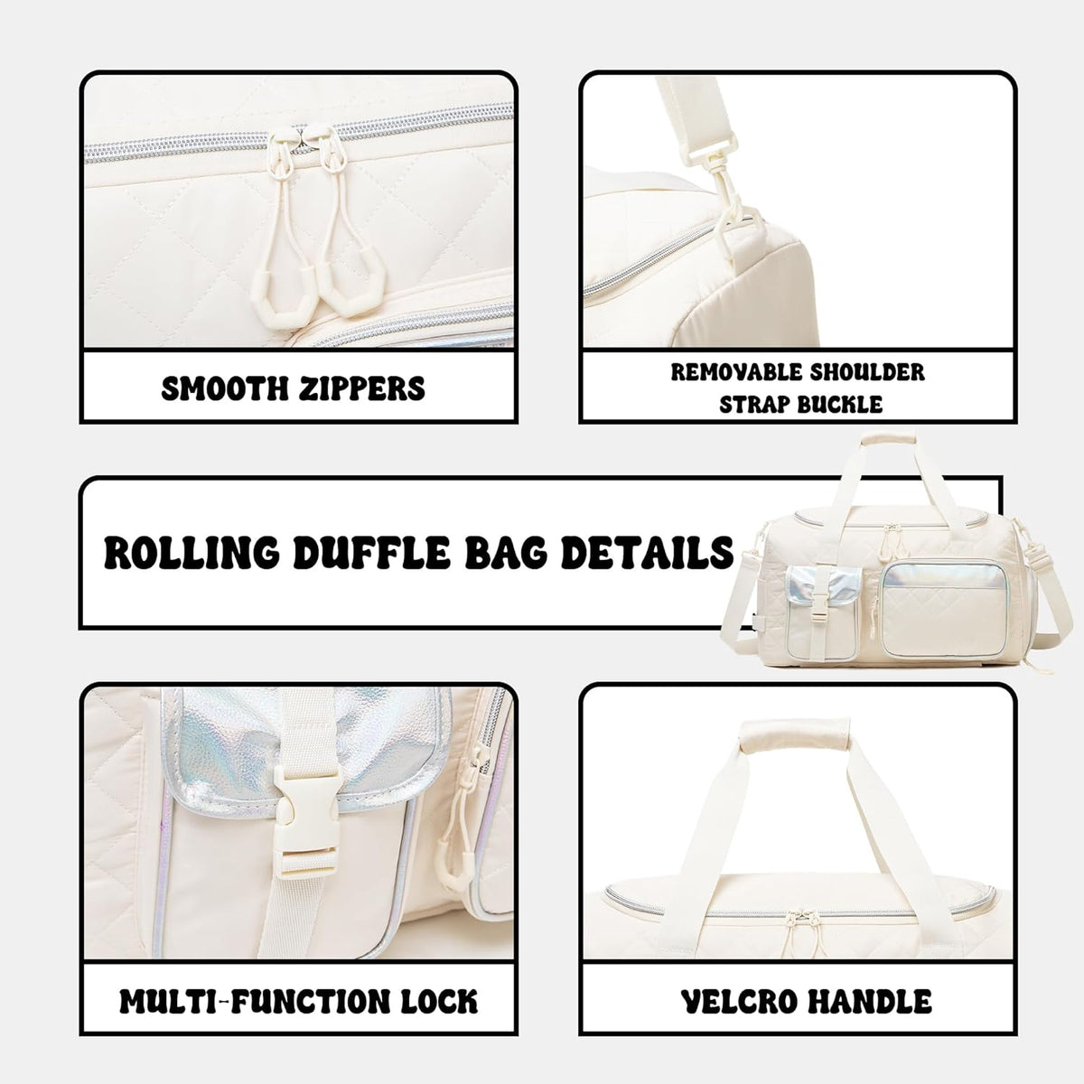 Duffle Bag for Travel Bag with Wheels for Women Weekender Bag with Shoes Compartment Gym Bag for Girls Carry On Overnight Bag for Women with Toiletry Bag