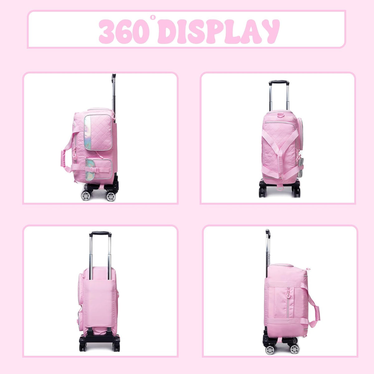 Duffle Bag for Travel Bag with Wheels for Women Weekender Bag with Shoes Compartment Gym Bag for Girls Carry On Overnight Bag for Women with Toiletry Bag