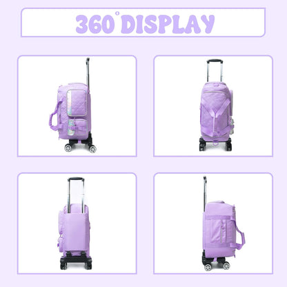Duffle Bag for Travel Bag with Wheels for Women Weekender Bag with Shoes Compartment Gym Bag for Girls Carry On Overnight Bag for Women with Toiletry Bag