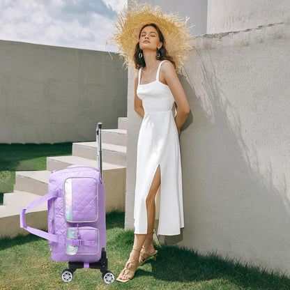 Duffle Bag for Travel Bag with Wheels for Women Weekender Bag with Shoes Compartment Gym Bag for Girls Carry On Overnight Bag for Women with Toiletry Bag