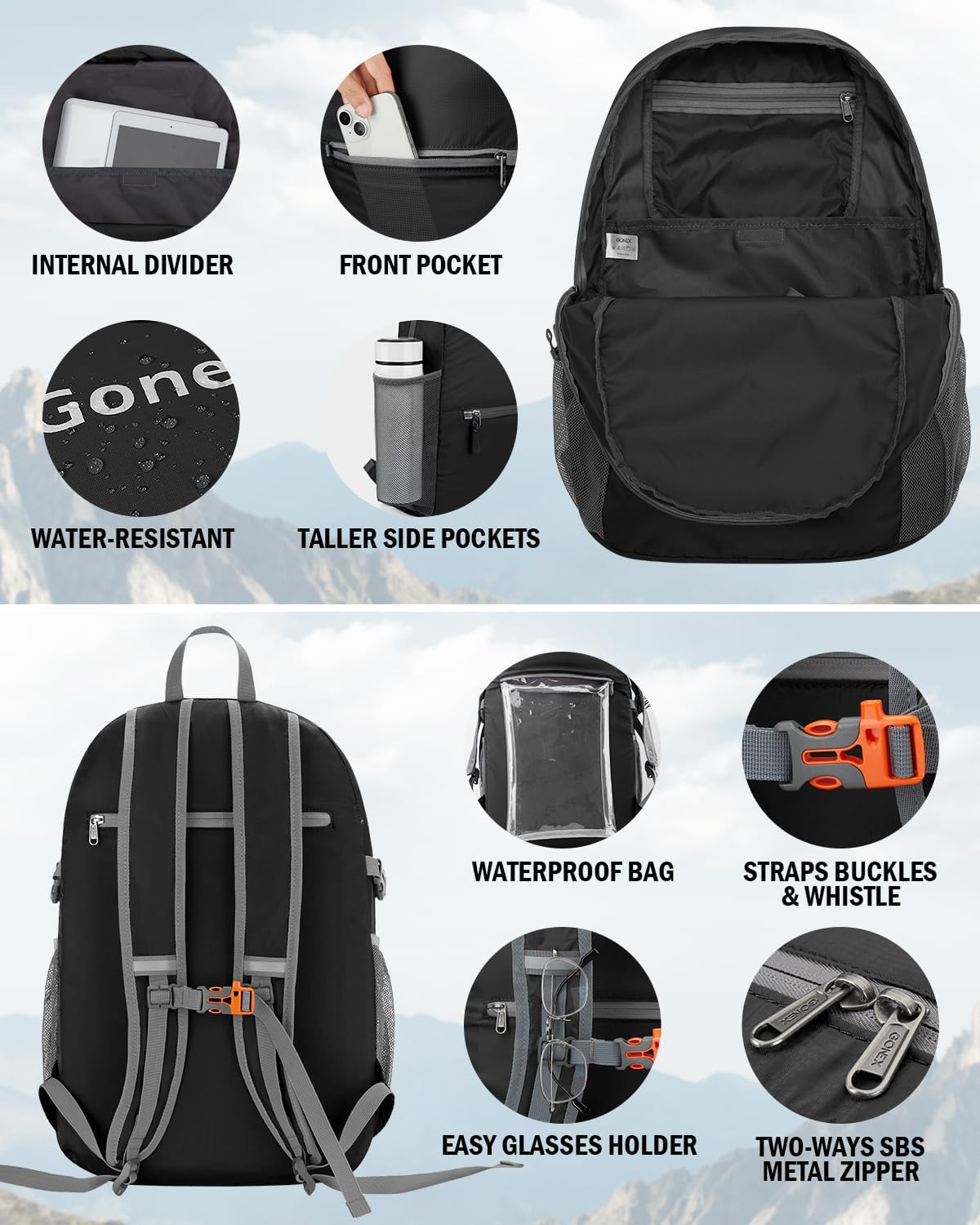 Ultra Lightweight Packable Backpack, Handy Foldable Daypack for Camping Outdoor Travel Cycling Backpacking