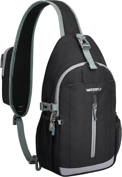 Small Crossbody Sling Bag: 8L Lightweight RFID Anti-Theft Travel | Water-Resistant,Multi-Pockets,Hidden Back Pocket,Adjustable Strap,Breathable Mesh Panel,Hiking, Commute,Theme Parks,Men Women