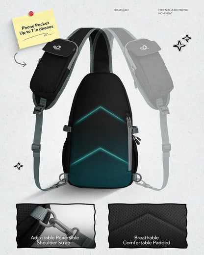 Small Crossbody Sling Bag: 8L Lightweight RFID Anti-Theft Travel | Water-Resistant,Multi-Pockets,Hidden Back Pocket,Adjustable Strap,Breathable Mesh Panel,Hiking, Commute,Theme Parks,Men Women