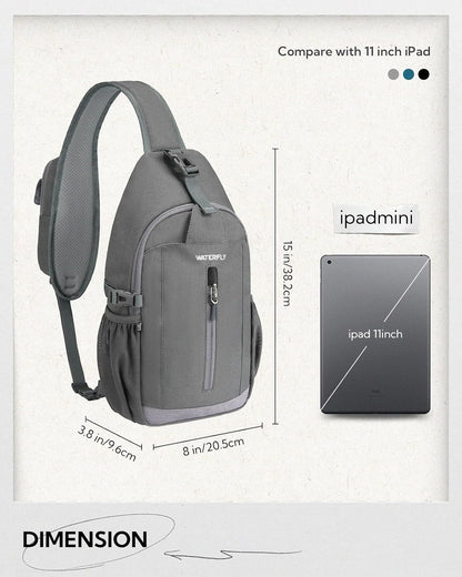 Small Crossbody Sling Bag: 8L Lightweight RFID Anti-Theft Travel | Water-Resistant,Multi-Pockets,Hidden Back Pocket,Adjustable Strap,Breathable Mesh Panel,Hiking, Commute,Theme Parks,Men Women