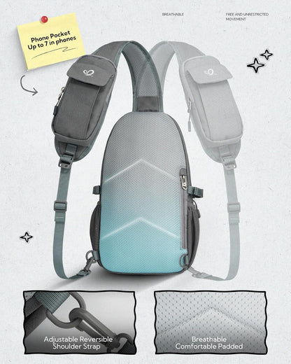 Small Crossbody Sling Bag: 8L Lightweight RFID Anti-Theft Travel | Water-Resistant,Multi-Pockets,Hidden Back Pocket,Adjustable Strap,Breathable Mesh Panel,Hiking, Commute,Theme Parks,Men Women