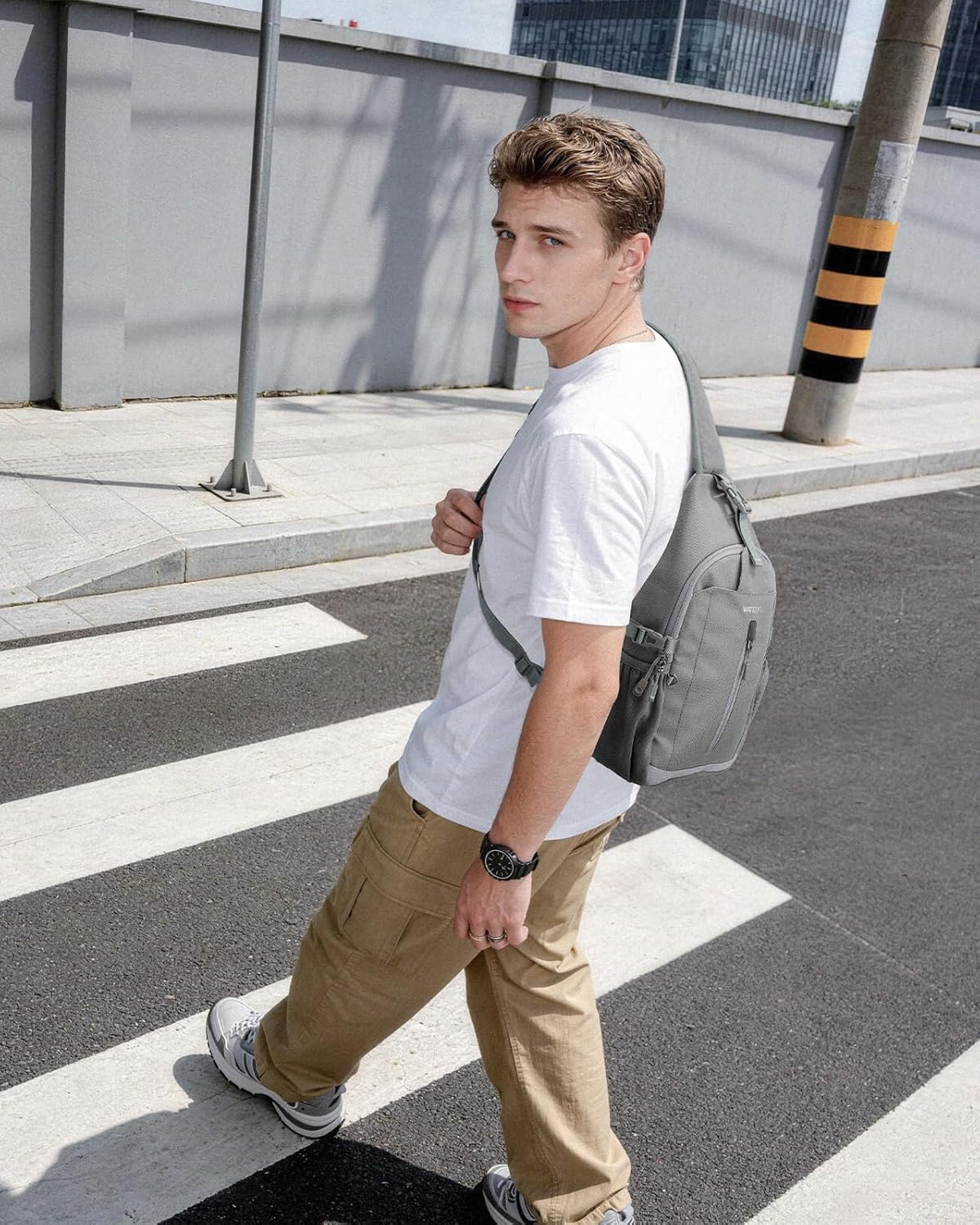 Small Crossbody Sling Bag: 8L Lightweight RFID Anti-Theft Travel | Water-Resistant,Multi-Pockets,Hidden Back Pocket,Adjustable Strap,Breathable Mesh Panel,Hiking, Commute,Theme Parks,Men Women