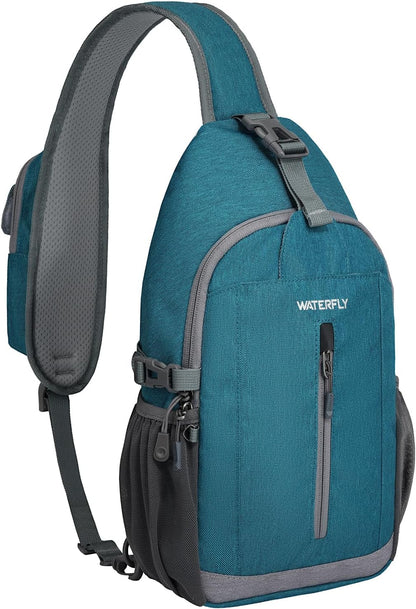 Small Crossbody Sling Bag: 8L Lightweight RFID Anti-Theft Travel | Water-Resistant,Multi-Pockets,Hidden Back Pocket,Adjustable Strap,Breathable Mesh Panel,Hiking, Commute,Theme Parks,Men Women