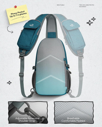 Small Crossbody Sling Bag: 8L Lightweight RFID Anti-Theft Travel | Water-Resistant,Multi-Pockets,Hidden Back Pocket,Adjustable Strap,Breathable Mesh Panel,Hiking, Commute,Theme Parks,Men Women