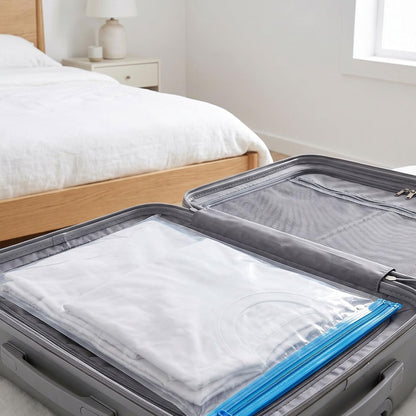 8pcs Hand Roll Compression Bags for Clothes and Bulky Items, Reusable Pa and Pe Material Space Saving Vacuum Storage Bags, for Camping and Business Trips