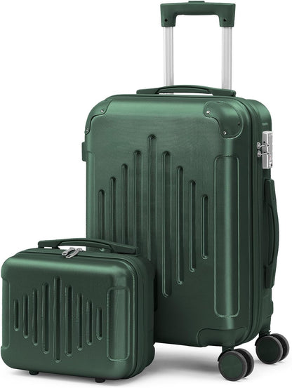 Hardside 21 Inch Carry On Luggage 22x14x9 Airline Approved with Spinner Wheels, ABS Hardshell Small Carry-On Suitcase with TSA Lock for Men & Women Lightweight Travel, Dark Green