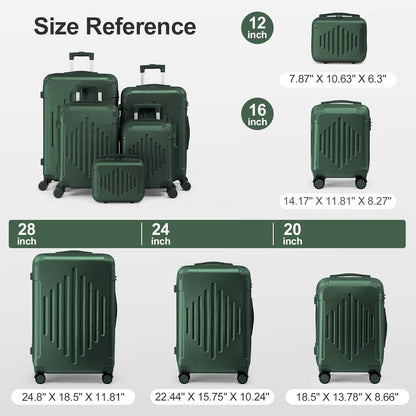 Hardside 21 Inch Carry On Luggage 22x14x9 Airline Approved with Spinner Wheels, ABS Hardshell Small Carry-On Suitcase with TSA Lock for Men & Women Lightweight Travel, Dark Green