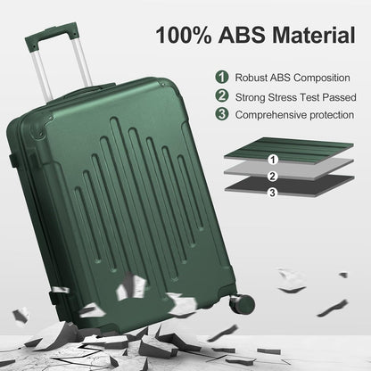 Hardside 21 Inch Carry On Luggage 22x14x9 Airline Approved with Spinner Wheels, ABS Hardshell Small Carry-On Suitcase with TSA Lock for Men & Women Lightweight Travel, Dark Green