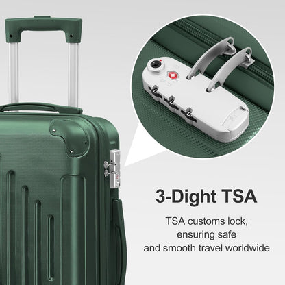 Hardside 21 Inch Carry On Luggage 22x14x9 Airline Approved with Spinner Wheels, ABS Hardshell Small Carry-On Suitcase with TSA Lock for Men & Women Lightweight Travel, Dark Green