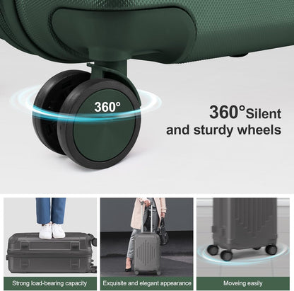 Hardside 21 Inch Carry On Luggage 22x14x9 Airline Approved with Spinner Wheels, ABS Hardshell Small Carry-On Suitcase with TSA Lock for Men & Women Lightweight Travel, Dark Green