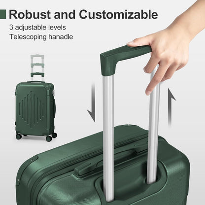 Hardside 21 Inch Carry On Luggage 22x14x9 Airline Approved with Spinner Wheels, ABS Hardshell Small Carry-On Suitcase with TSA Lock for Men & Women Lightweight Travel, Dark Green