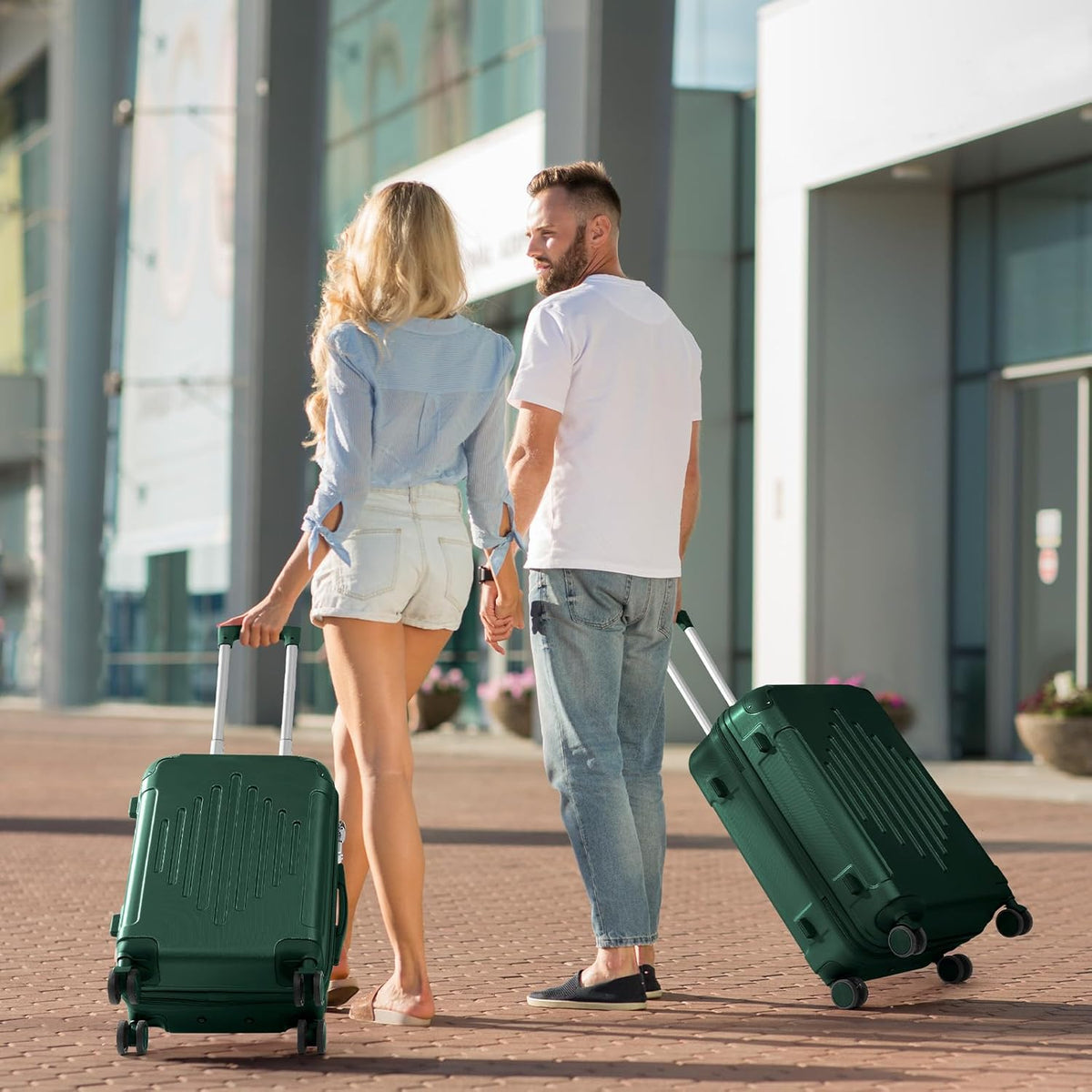 Hardside 21 Inch Carry On Luggage 22x14x9 Airline Approved with Spinner Wheels, ABS Hardshell Small Carry-On Suitcase with TSA Lock for Men & Women Lightweight Travel, Dark Green