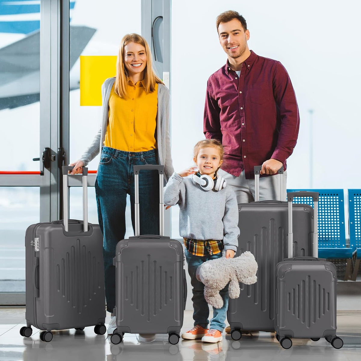 Hardside 21 Inch Carry On Luggage 22x14x9 Airline Approved with Spinner Wheels, ABS Hardshell Small Carry-On Suitcase with TSA Lock for Men & Women Lightweight Travel, Dark Green