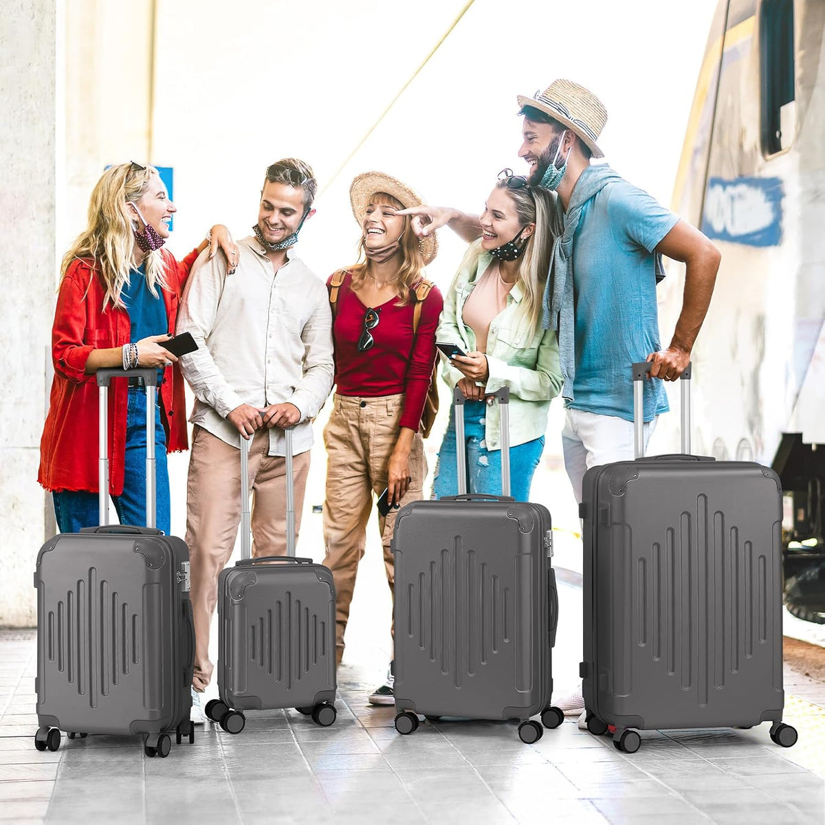Hardside 21 Inch Carry On Luggage 22x14x9 Airline Approved with Spinner Wheels, ABS Hardshell Small Carry-On Suitcase with TSA Lock for Men & Women Lightweight Travel, Dark Green