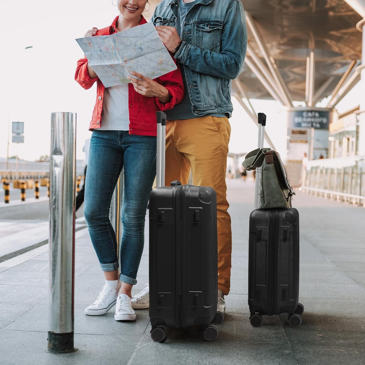 Hardside 21 Inch Carry On Luggage 22x14x9 Airline Approved with Spinner Wheels, ABS Hardshell Small Carry-On Suitcase with TSA Lock for Men & Women Lightweight Travel, Dark Green