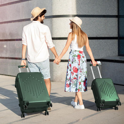 Hardside 21 Inch Carry On Luggage 22x14x9 Airline Approved with Spinner Wheels, ABS Hardshell Small Carry-On Suitcase with TSA Lock for Men & Women Lightweight Travel, Dark Green