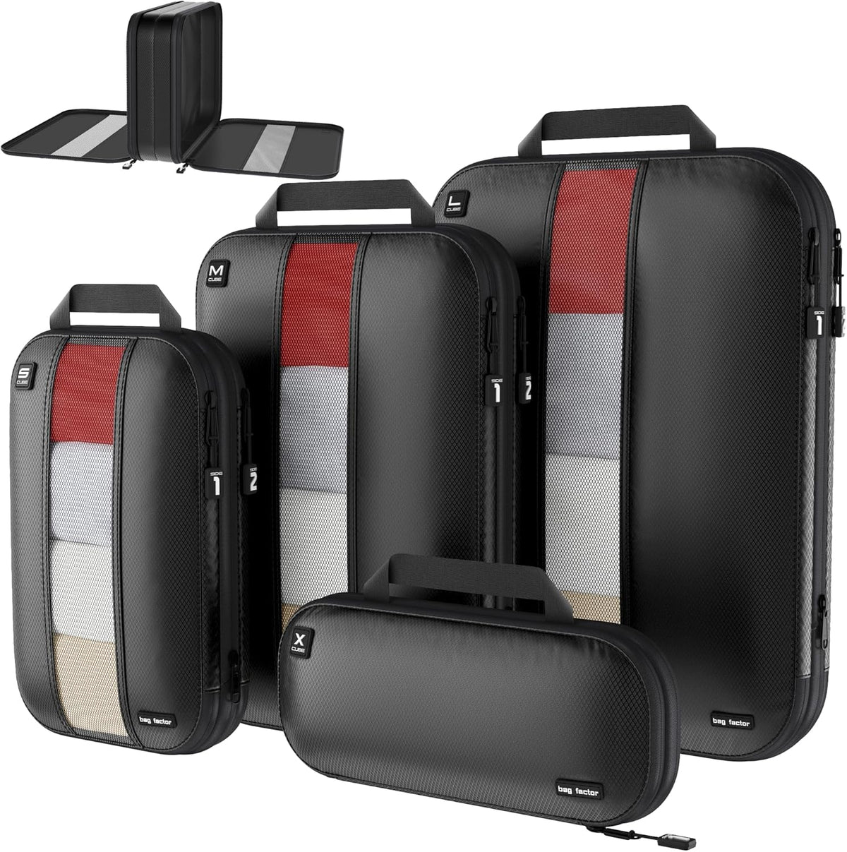 Premium Ultralight Compression Packing Cubes for Travel - Luggage Organizer Set (Double Sided Clean Dirty - Olive Green)