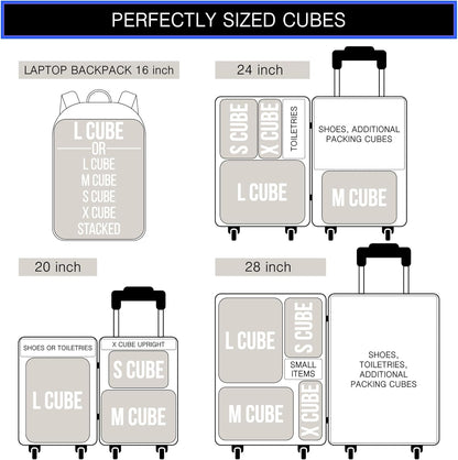 Premium Ultralight Compression Packing Cubes for Travel - Luggage Organizer Set (Double Sided Clean Dirty - Olive Green)