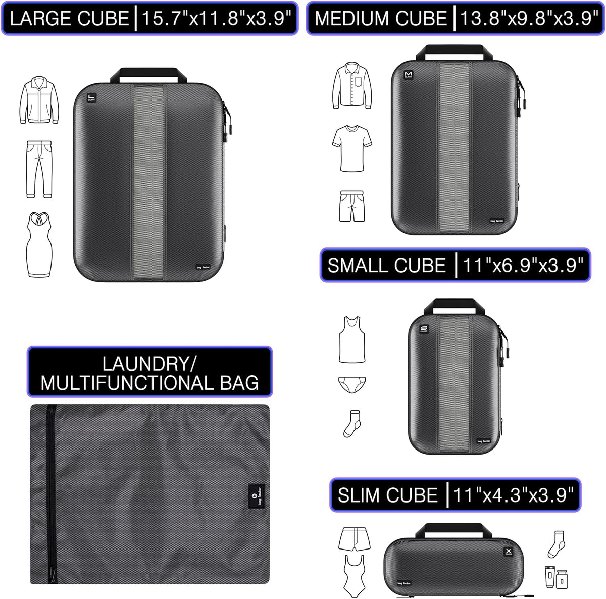 Premium Ultralight Compression Packing Cubes for Travel - Luggage Organizer Set (Double Sided Clean Dirty - Olive Green)