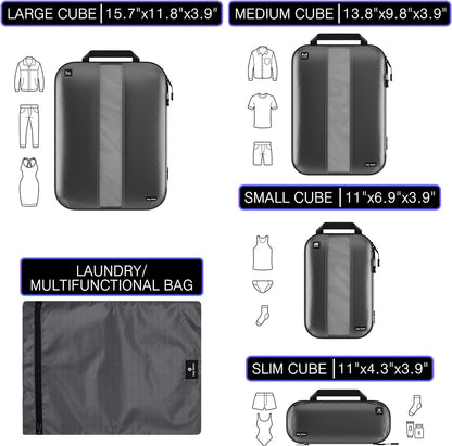 Premium Ultralight Compression Packing Cubes for Travel - Luggage Organizer Set (Double Sided Clean Dirty - Olive Green)