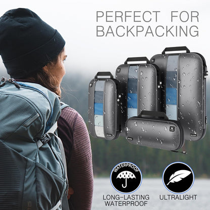 Premium Ultralight Compression Packing Cubes for Travel - Luggage Organizer Set (Double Sided Clean Dirty - Olive Green)