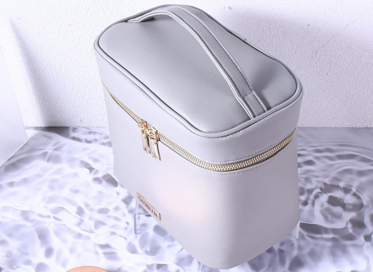 Travel Cosmetic Makeup Essentials Bag case Brush Case Wash Bag Cosmetic Pouch 3 Pcs Set Organization (3, Grey)