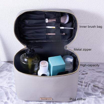 Travel Cosmetic Makeup Essentials Bag case Brush Case Wash Bag Cosmetic Pouch 3 Pcs Set Organization (3, Grey)