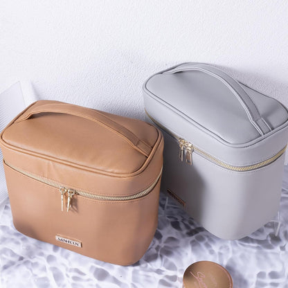 Travel Cosmetic Makeup Essentials Bag case Brush Case Wash Bag Cosmetic Pouch 3 Pcs Set Organization (3, Grey)