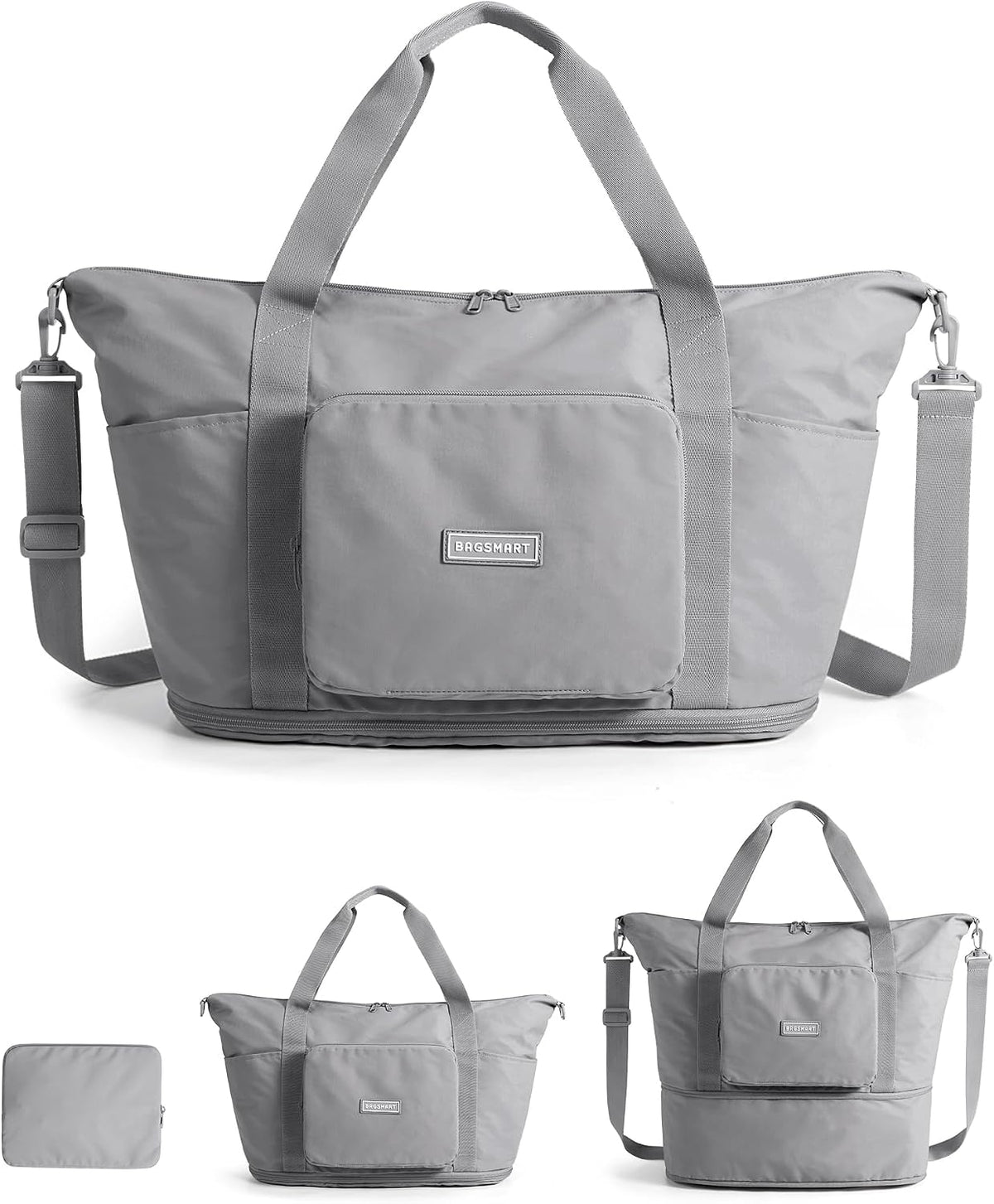 Foldable Travel Bag, 37L Expandable Personal Item Bag, Lightweight Weekender Bags for Women, Water Resistant Extra Carry on for Travel, Camel