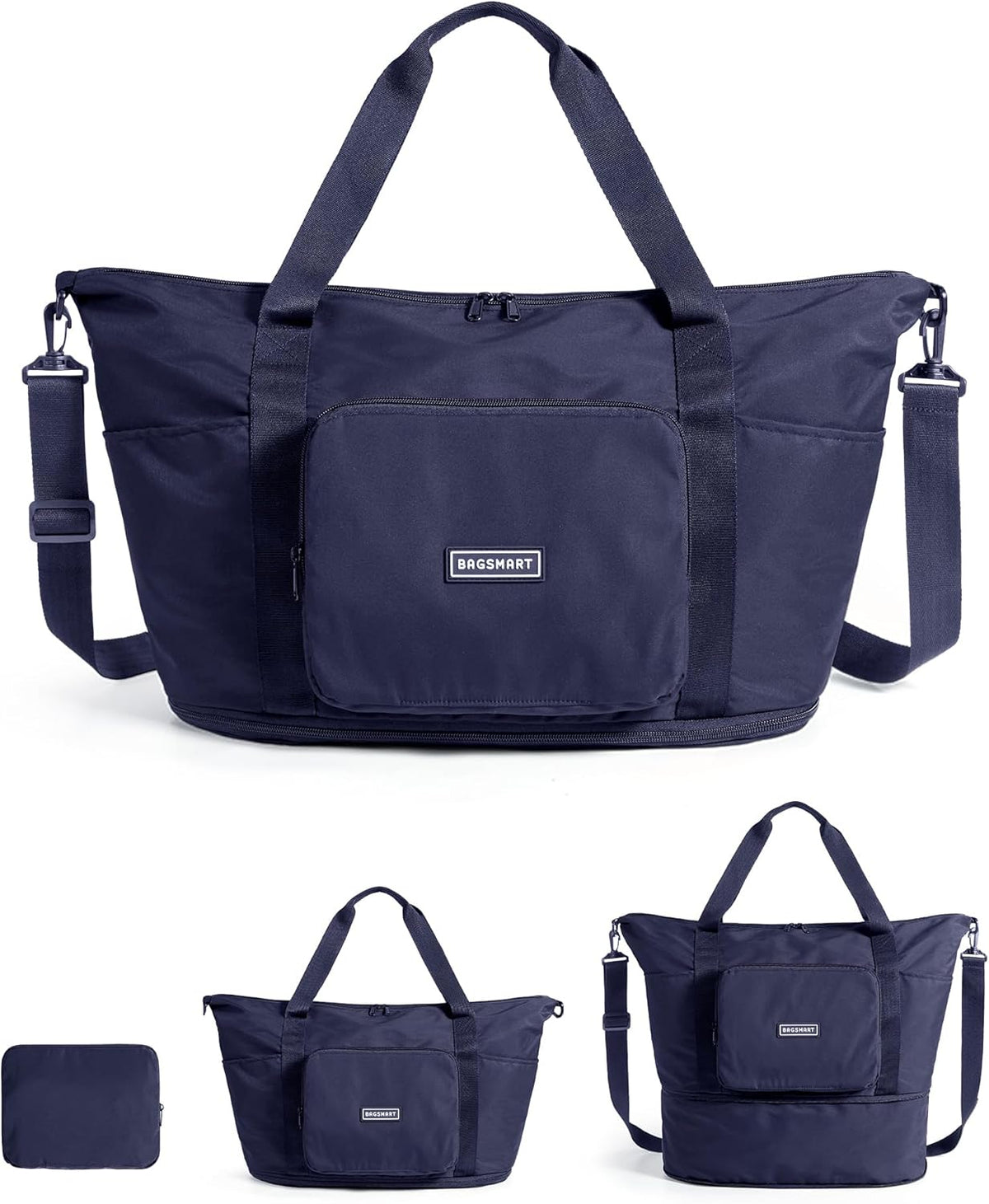 Foldable Travel Bag, 37L Expandable Personal Item Bag, Lightweight Weekender Bags for Women, Water Resistant Extra Carry on for Travel, Camel