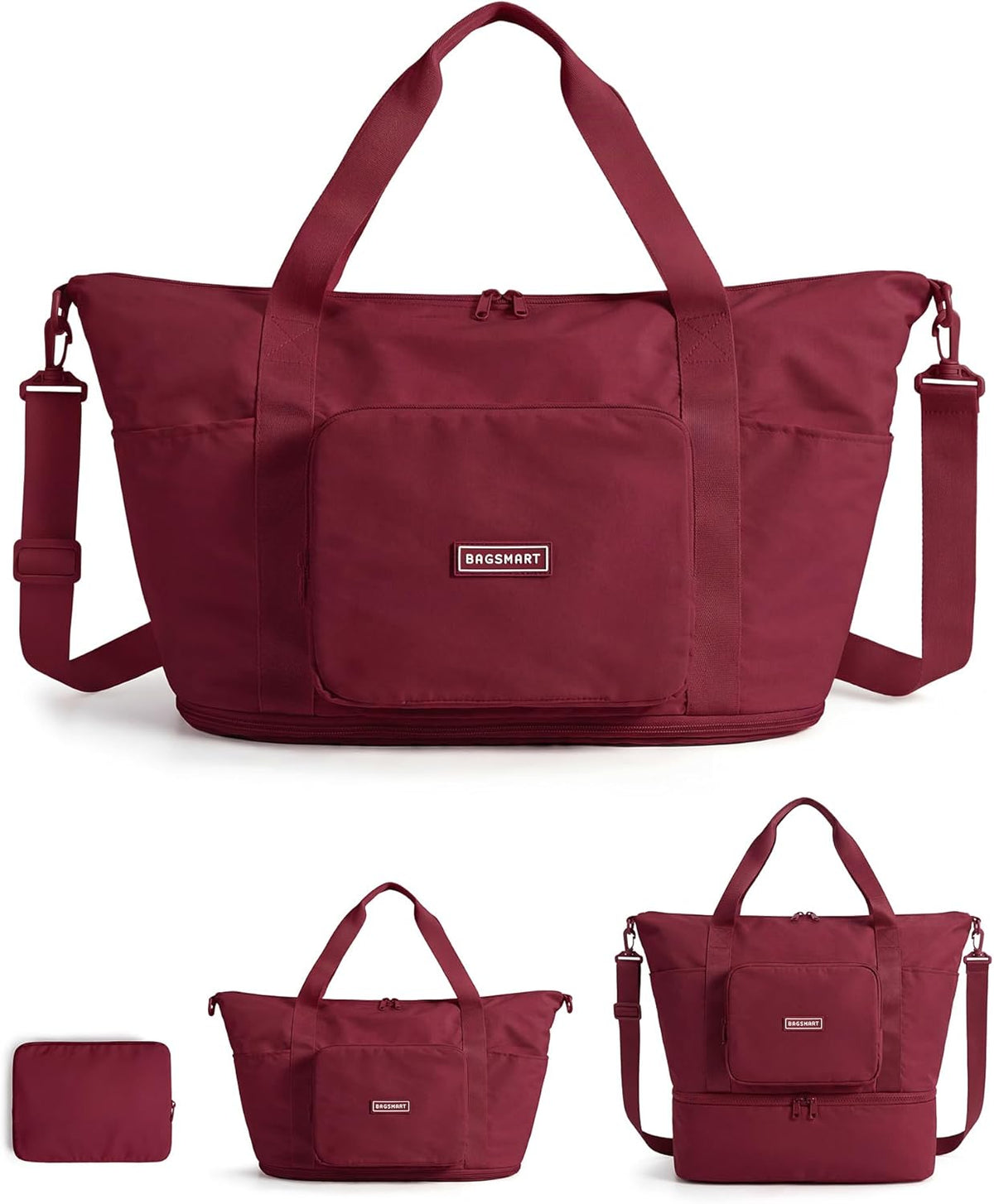 Foldable Travel Bag, 37L Expandable Personal Item Bag, Lightweight Weekender Bags for Women, Water Resistant Extra Carry on for Travel, Camel