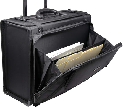 Rolling Briefcase | Laptop Bag For Men & Women | Hard Side Catalog Case on Wheels | Legal Size File Dividers | Lawyers Attache Case | Carry-On Overnight Business Travel Bag