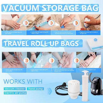 Compression Bags for Travel - Travel Essentials - Space Saver Bags - No Vacuum Needed - Compression Packing Bags for Cruise Accessories