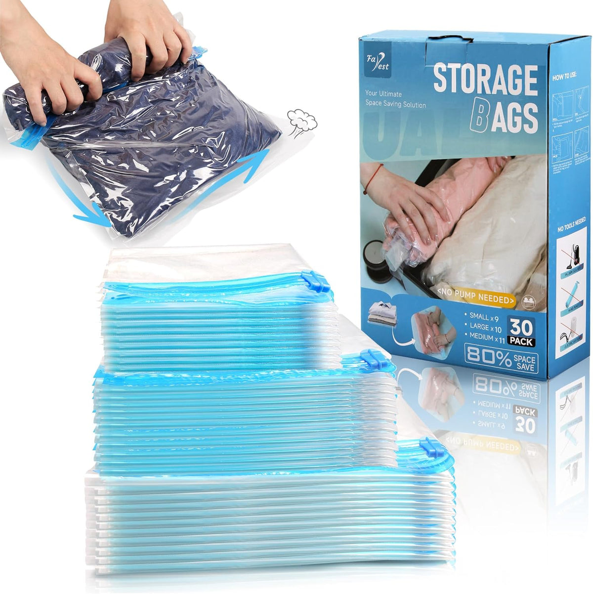 Compression Bags for Travel - Travel Essentials - Space Saver Bags - No Vacuum Needed - Compression Packing Bags for Cruise Accessories