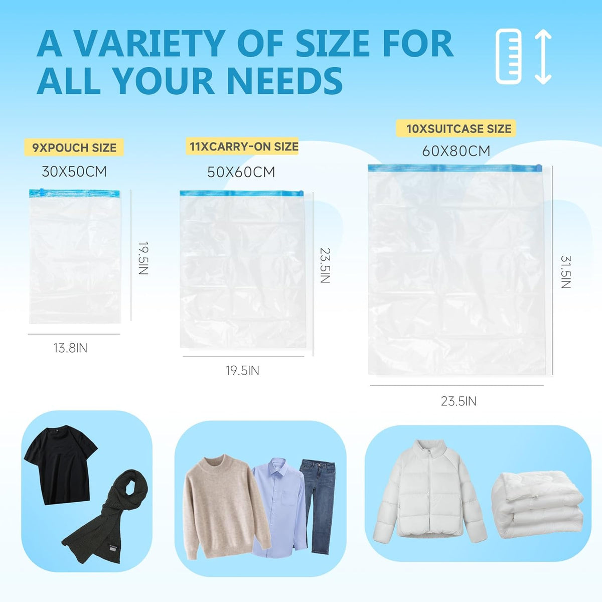 Compression Bags for Travel - Travel Essentials - Space Saver Bags - No Vacuum Needed - Compression Packing Bags for Cruise Accessories