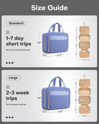 Hanging Travel Toiletry Bag Women Men, Black, Medium | Waterproof Makeup Bag Hanging Hook,Multiple Pockets,Travel Essentials,11.2 x 3.2 x 8.9inches