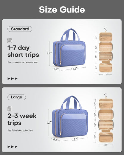 Hanging Travel Toiletry Bag Women Men, Black, Medium | Waterproof Makeup Bag Hanging Hook,Multiple Pockets,Travel Essentials,11.2 x 3.2 x 8.9inches