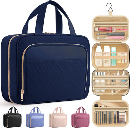 Hanging Travel Toiletry Bag Women Men, Black, Medium | Waterproof Makeup Bag Hanging Hook,Multiple Pockets,Travel Essentials,11.2 x 3.2 x 8.9inches