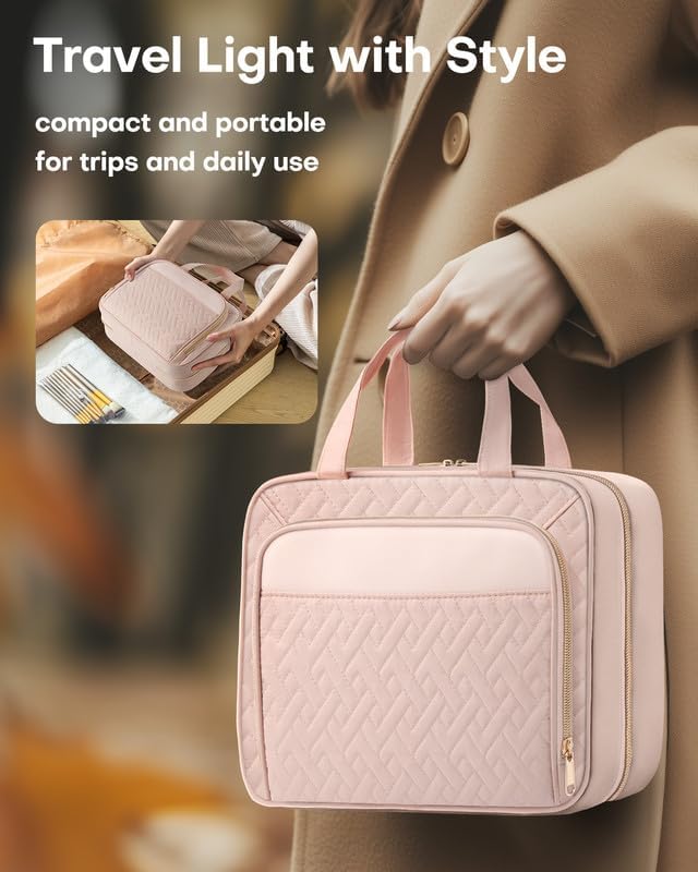 Hanging Travel Toiletry Bag Women Men, Black, Medium | Waterproof Makeup Bag Hanging Hook,Multiple Pockets,Travel Essentials,11.2 x 3.2 x 8.9inches
