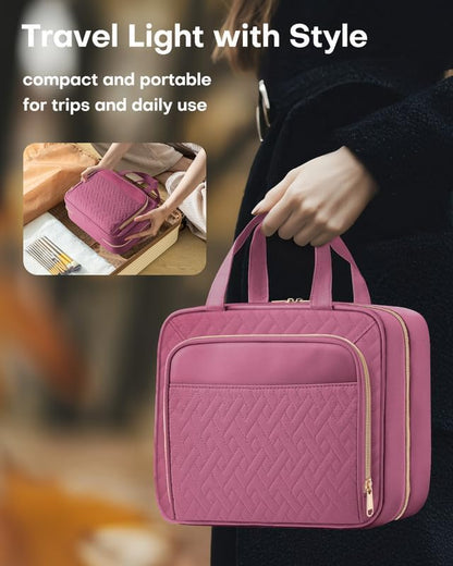 Hanging Travel Toiletry Bag Women Men, Black, Medium | Waterproof Makeup Bag Hanging Hook,Multiple Pockets,Travel Essentials,11.2 x 3.2 x 8.9inches